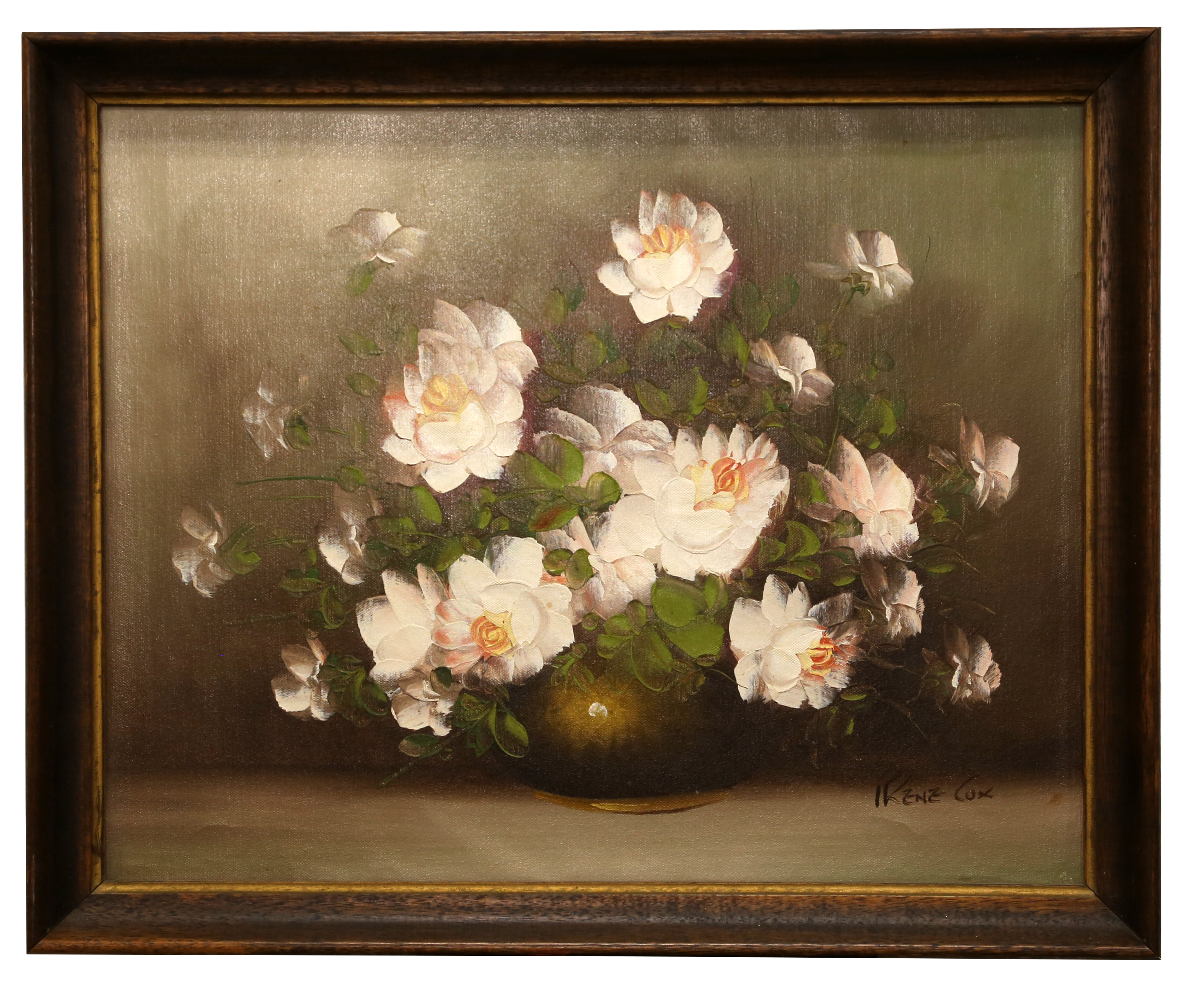 Irene Cox painting of flowers on a beige background 10