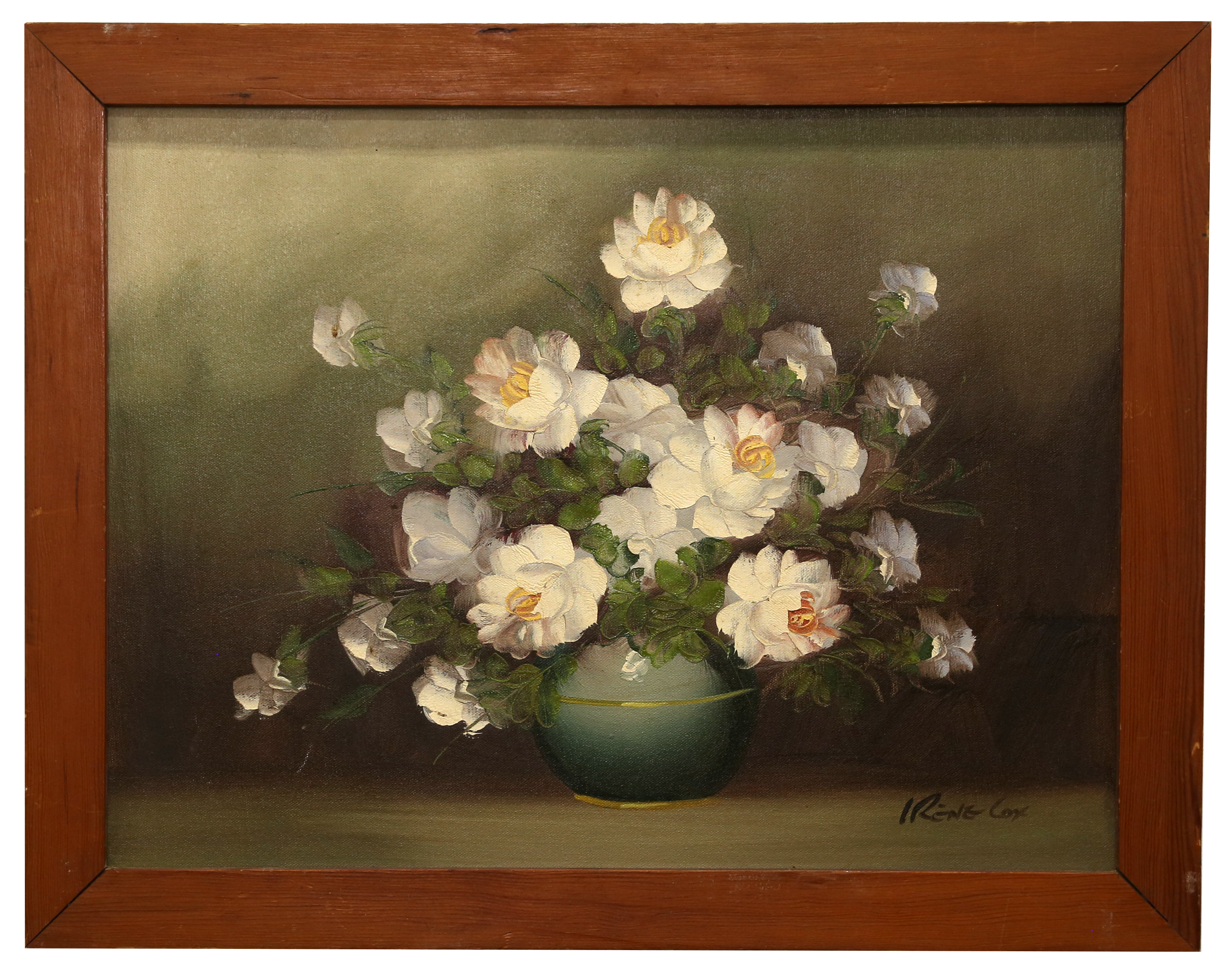 Irene Cox painting of flowers on a beige background 11