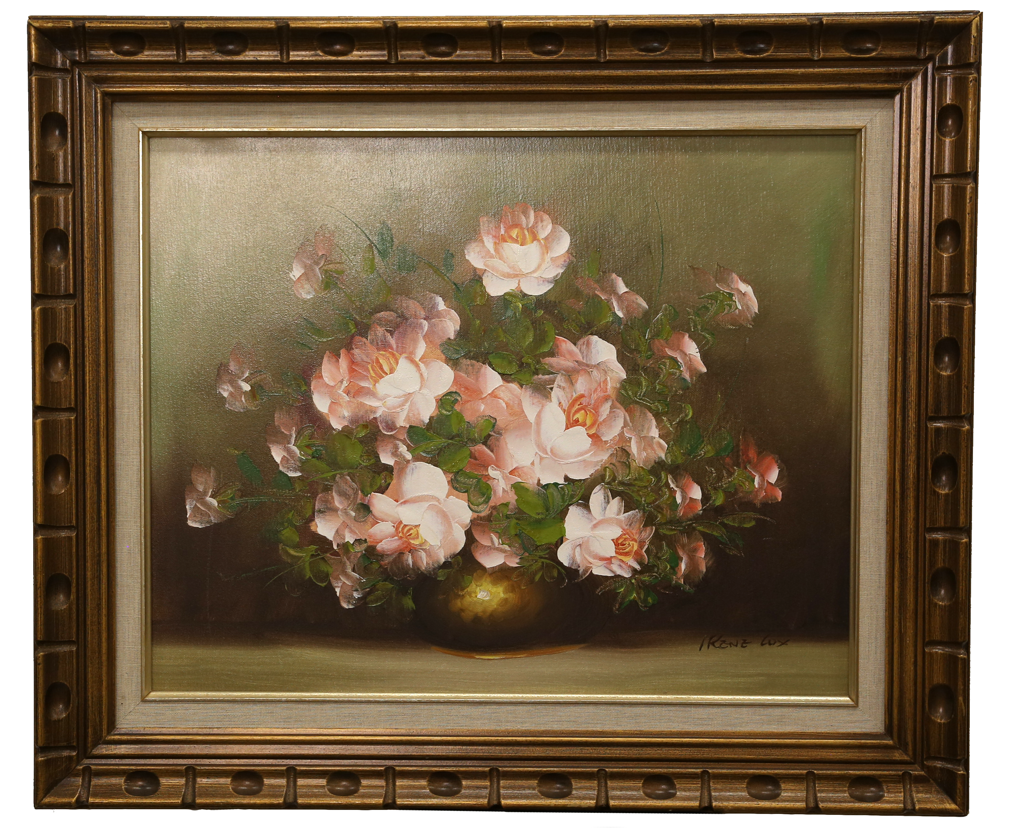 Irene Cox painting of flowers on a beige background 5