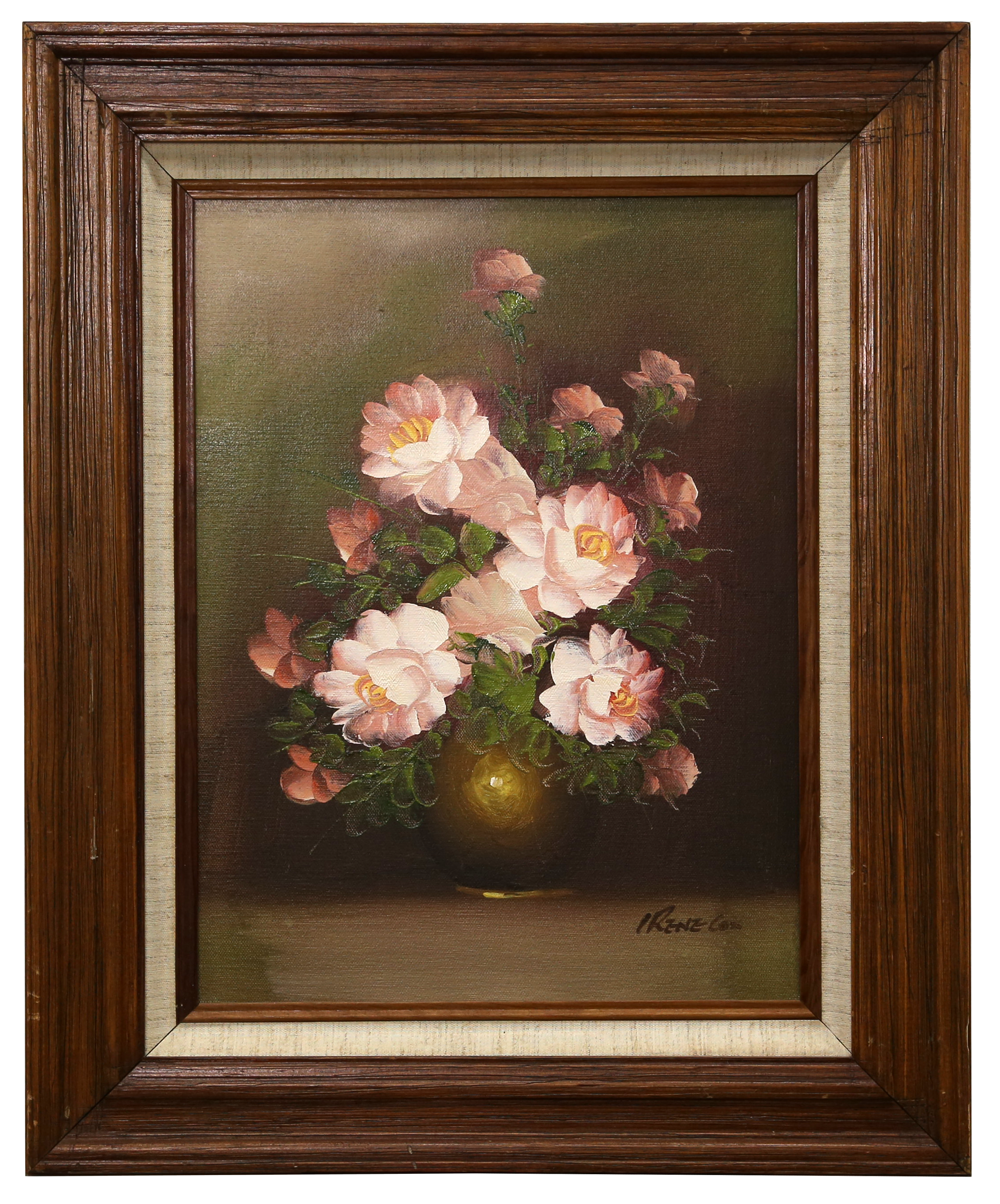 Irene Cox painting of flowers on a beige background 8