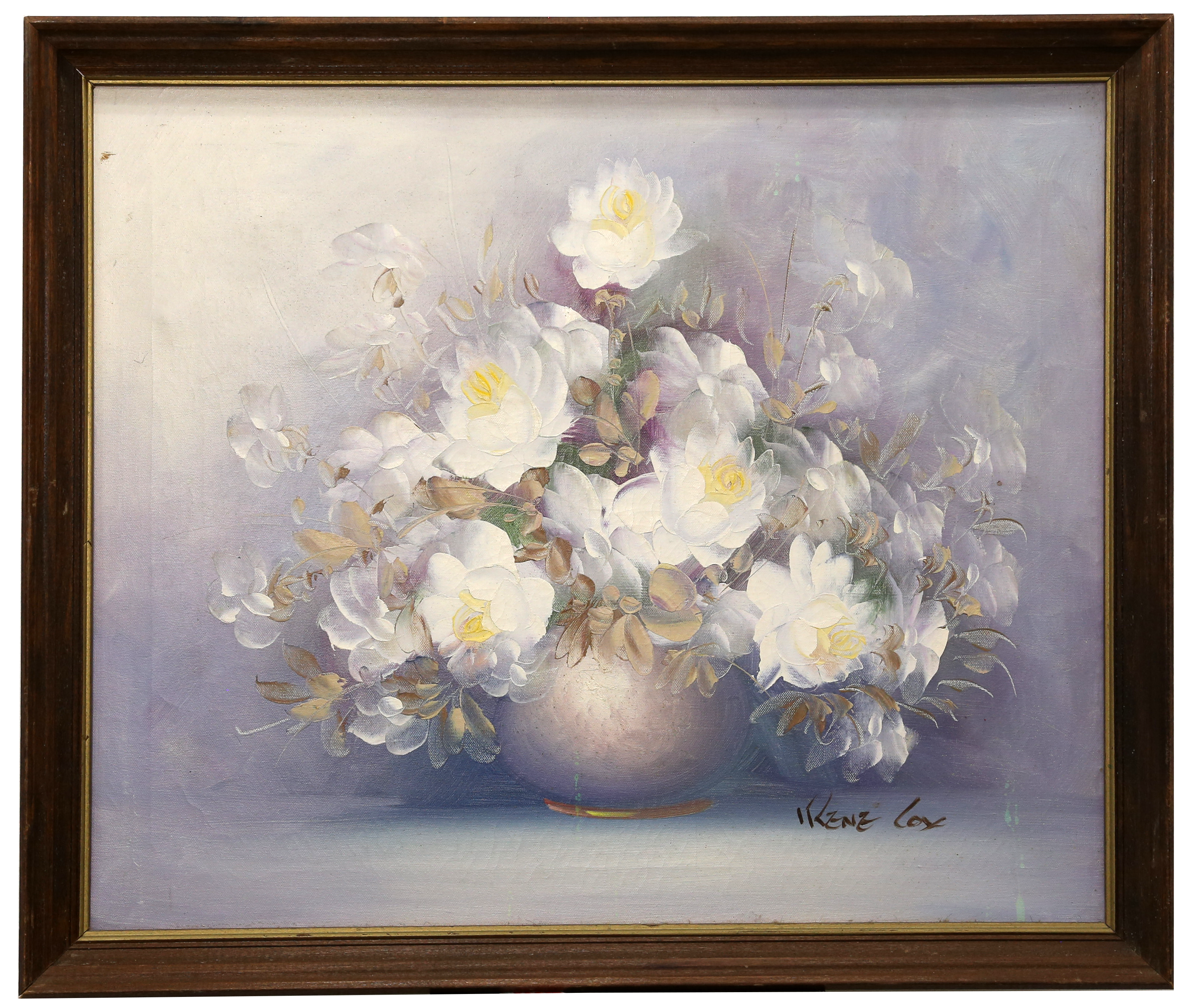 Irene Cox painting of flowers on a beige background 9